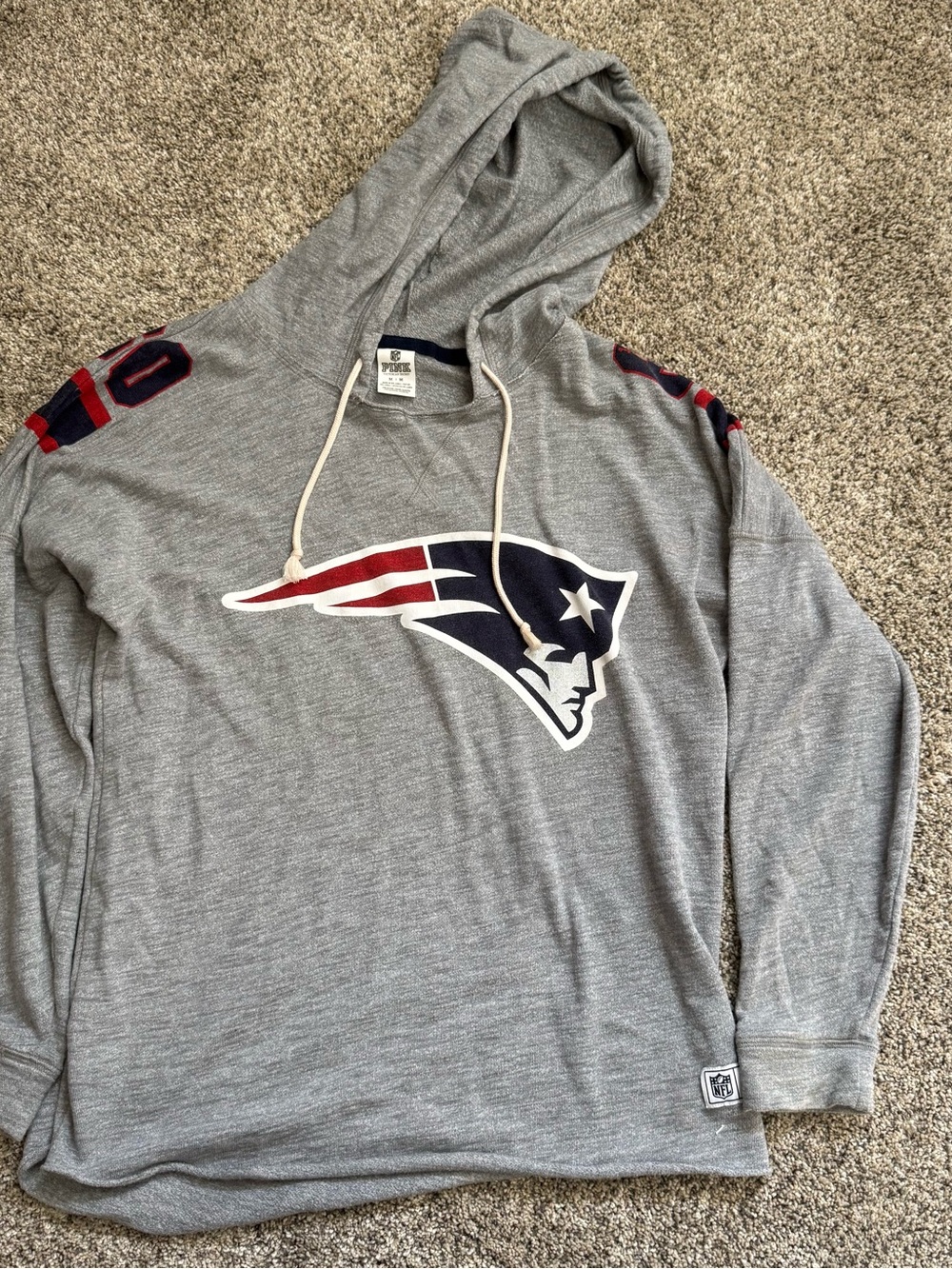 Gray New England Patriots Hooded Pullover